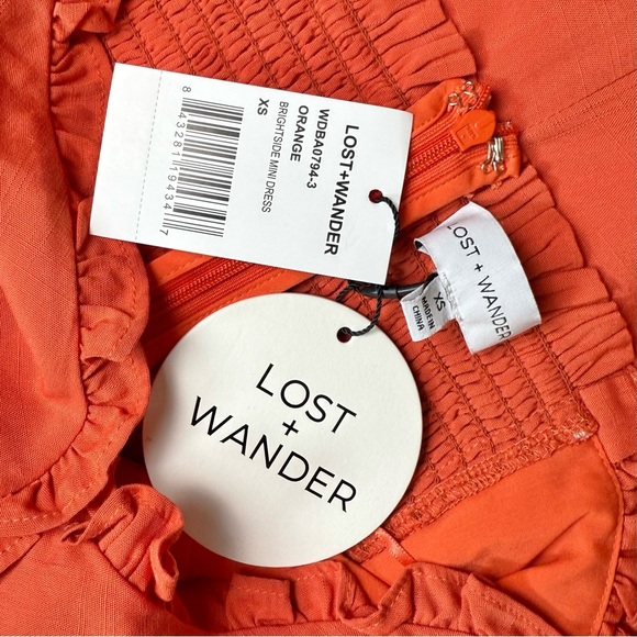 Lost + Wander Ruffle Mini Dress XS in Deep Orange - Picture 5 of 7